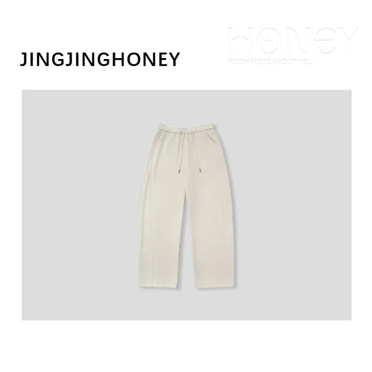 静静哈尼【阔腿糯米裤】休闲松紧腰系带柔软加厚弯刀阔腿裤K82538