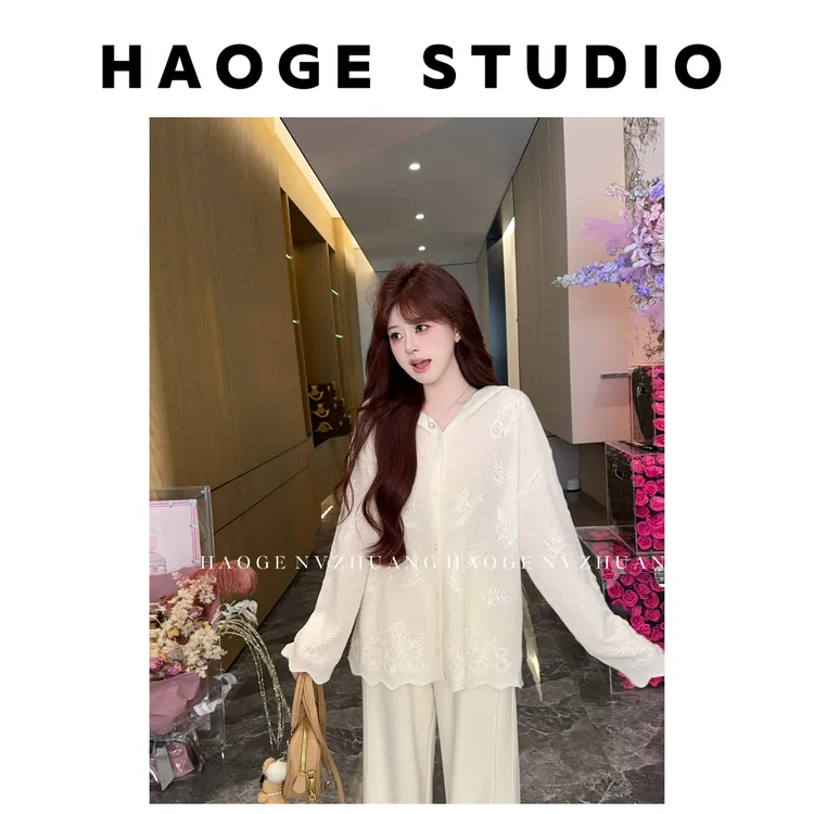 浩哥严选●全羊毛刺绣上衣预HGQ5SY3325A长袖轻奢气质时尚重工设计