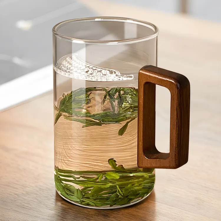 茶杯玻璃杯办公室个人专用耐高温茶水分离绿茶杯月牙过滤泡茶水杯