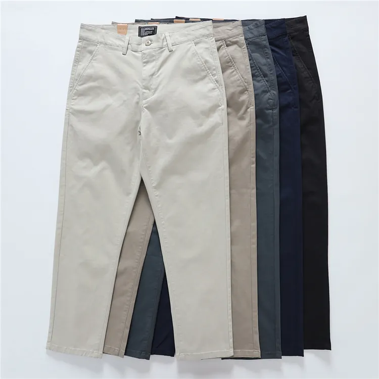 8670秋冬厚款直筒裤男士微弹力休闲长裤宽松裤子简约百搭深蓝通勤