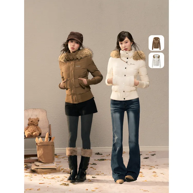通勤风百搭连帽毛领棉服外套冬季2025新款休闲百搭显瘦加厚保暖女