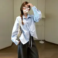 【现货+运补】韩系蝴蝶结长袖衬衫穿搭设计感小众衬衣上衣1554