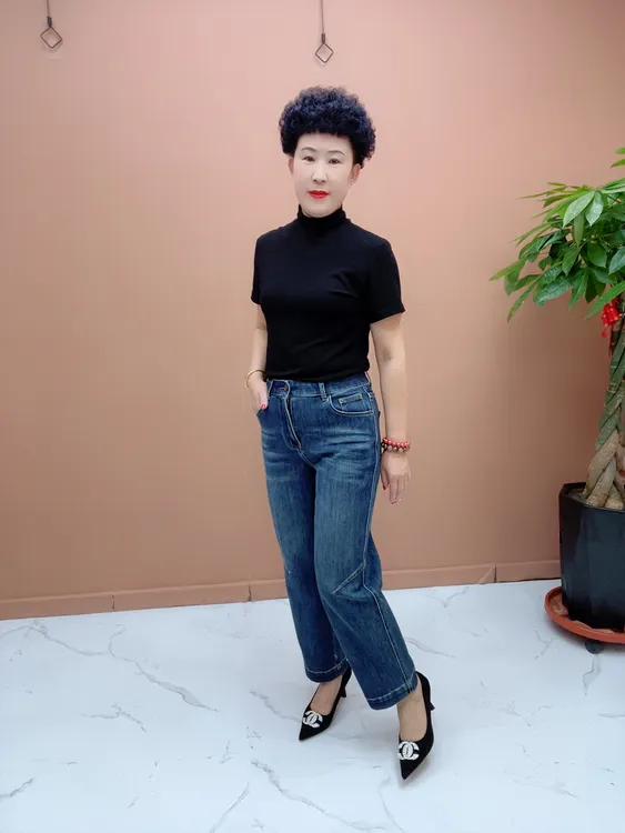 7848休闲裤蓝色春季新款牛仔烟管显瘦气质时尚百搭弹力修身女士