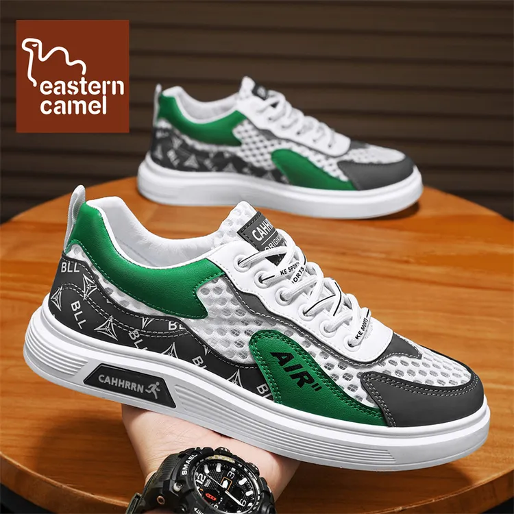 东方骆驼男鞋2025夏季新款低帮透气板鞋耐磨网面爆款学生休闲潮鞋