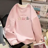 女童加绒卫衣秋冬季2025新款假两件上衣韩版中大童百搭加厚打底衫