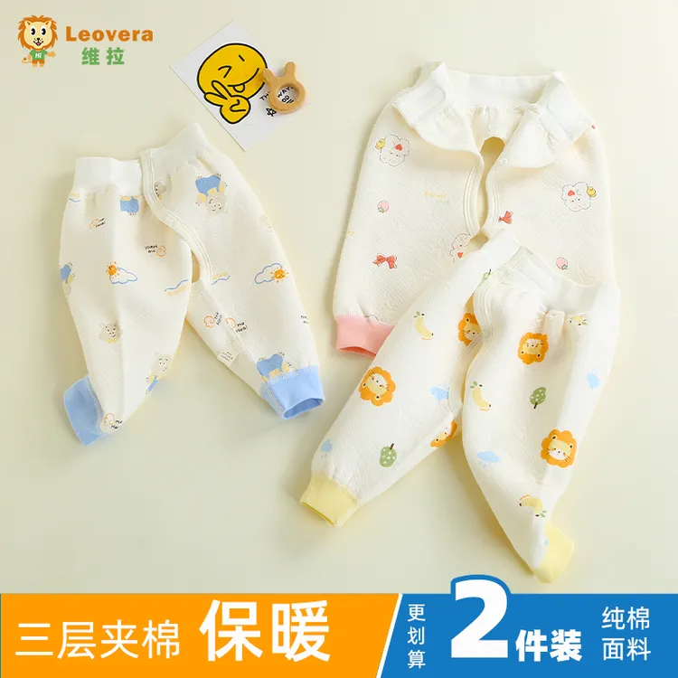 新生婴儿保暖裤秋冬款夹棉男女宝宝裤子冬季开裆长裤加厚棉裤冬装