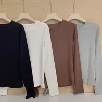 虾线长袖”超显瘦后中缝极简基础修身长袖T 23323-CX