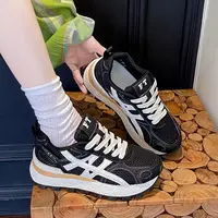 Z628-显脚小德训鞋女款2025新款秋季阿甘鞋网面爆款红色鞋子运动