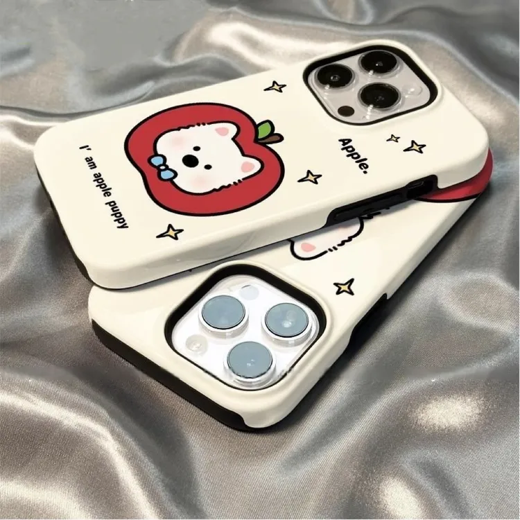 可爱苹果西高地菲林二合一适用iPhone16Promax新款15卡通手机壳14