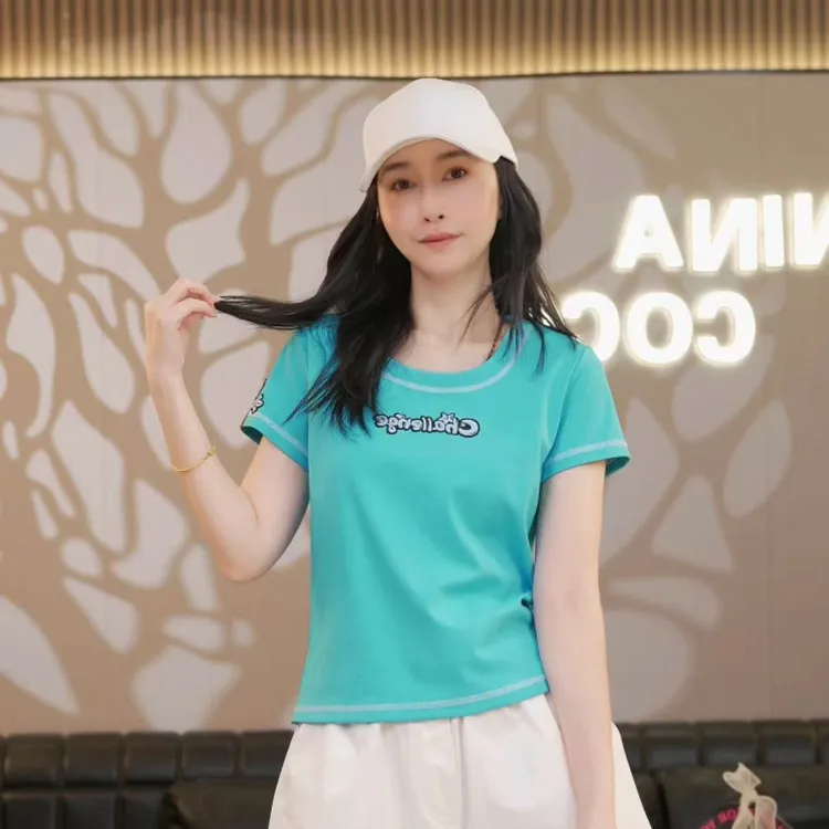 修身小版型短袖507312显瘦洋气时尚百搭休闲体恤半袖圆领女士