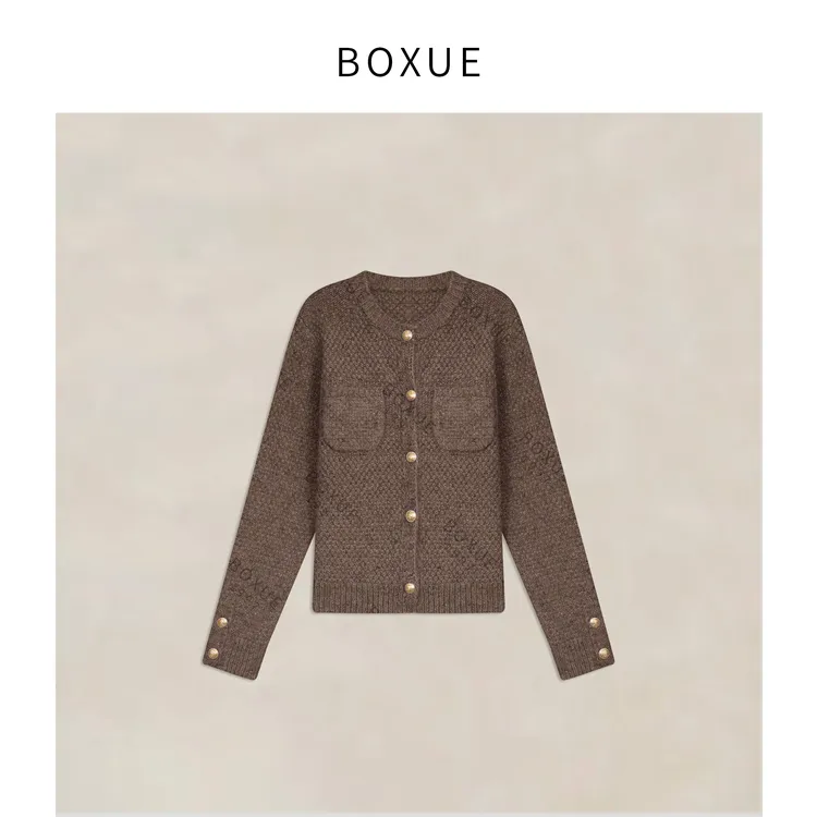 BOXUE“希可”2025秋冬高级感绵羊.毛针织彩纱轻奢外套#251115W6651