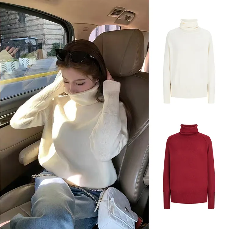 Moses Queen/魔西女王秋冬厚款堆堆领针织衫洋气半高领上衣百搭