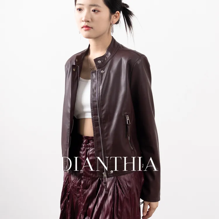 DianThia短款皮衣外套女2025秋款高级感机车酷飒拉链PU皮夹克上衣