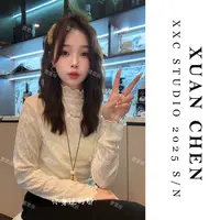 【心动玫瑰】秋季打底衫女款爆款2025新款蕾丝内搭洋气蕾丝上衣8929