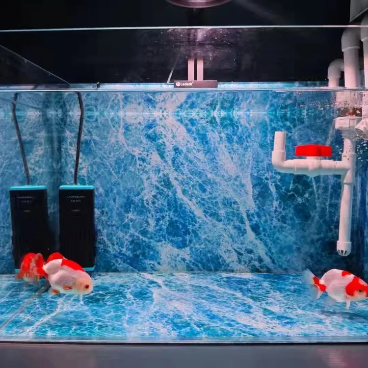 仿真大理石纹鱼缸背景贴纸冰丝蓝玉仿真大理石纹5d鱼缸背景贴纸dy