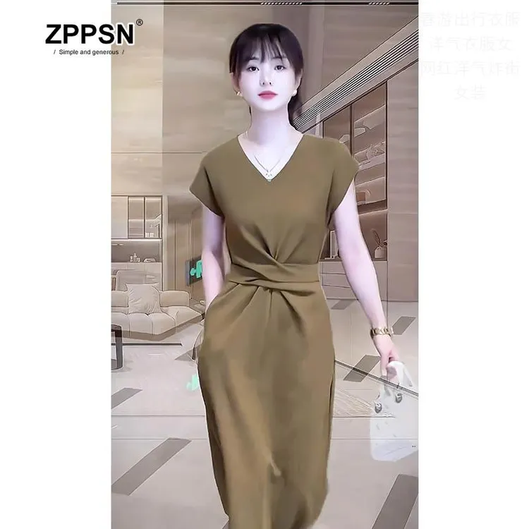 ZPPSN！法式高端领气质修身显瘦连衣裙女夏2025新款轻奢高级感长