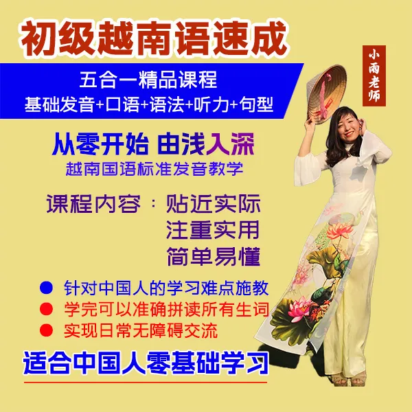 初级零基础越南语速成五合一视频录播课
