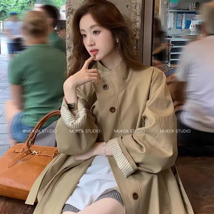 英伦风垂感宽松显瘦韩版风衣外套女2025新款长款气质高级感秋28