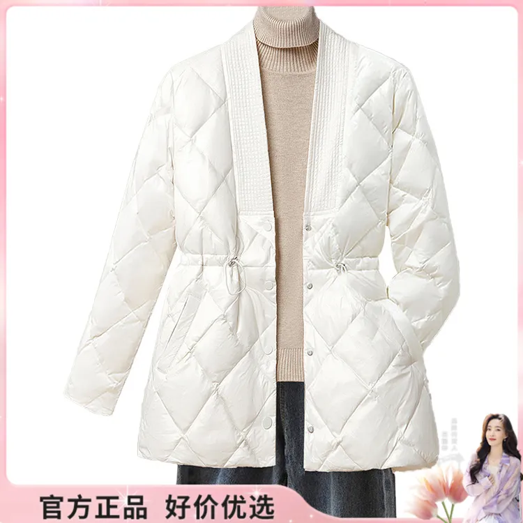 【品牌奥莱】丝柏舍2025春装新款女90绒菱格外套羽绒服S23B5583Y