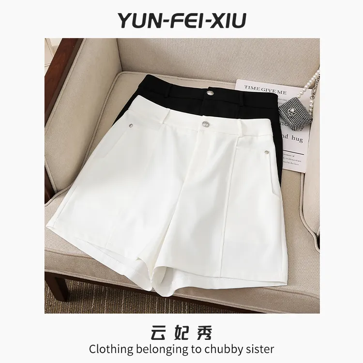 云妃秀大码女装短裤时尚休闲微胖宽松显瘦减龄纯色百搭夏季9011