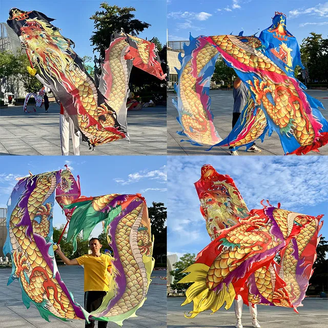 广场初学健身龙甩龙舞龙彩带甩彩龙彩条成人中老年彩色舞龙抖龙