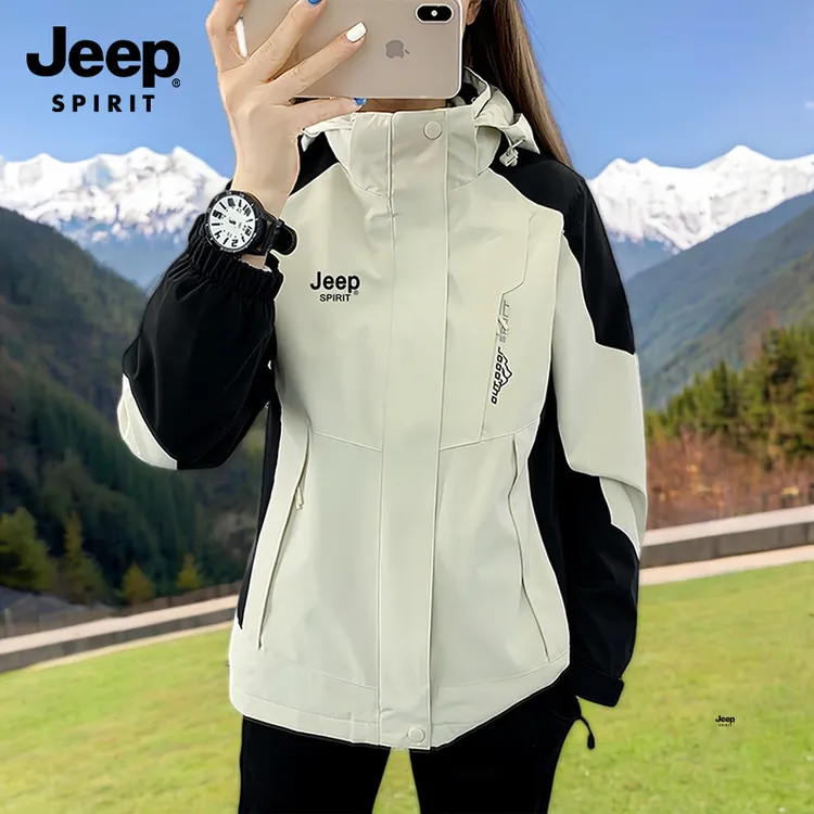 Jeep吉普三合一冲锋衣男女款防风可拆卸户外夹克春秋加绒厚外套男