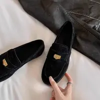 真皮版~腔调感~阿miu小金币一脚蹬懒人乐福单鞋女小皮鞋2025爆款