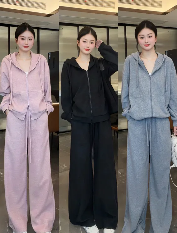 秋冬INS风休闲风时尚套装森系运动卫衣外套休闲裤两件套韩版减龄