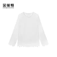 金雀绫【千山暮雪】蕾丝镂空立领加宽加大极简风小衫SZA3SY633