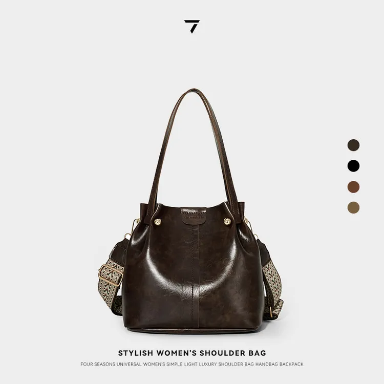 【乐其塞文/LuckySeven】秋冬新款PU/PVC水桶包单肩斜挎包77360