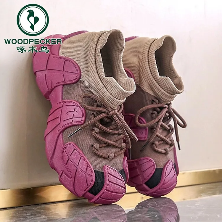 啄木鸟袜子鞋女2025新款春季飞织网面运动鞋八爪鱼椰子鞋女士百搭