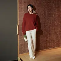 TRACYCHU特价必入超细山羊绒CASHMERE白色百搭直筒羊绒裤秋冬新品