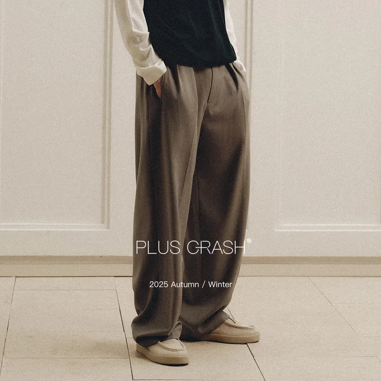 PLUS CRASH2025经典老钱风宽松百搭长裤简约慵懒风男女同款休闲裤