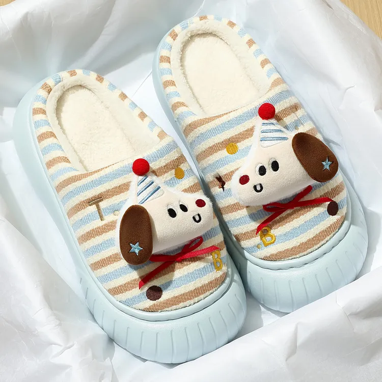 学生可爱棉拖鞋女士冬季防滑厚底2025新款毛绒保暖舒适百搭拖鞋女