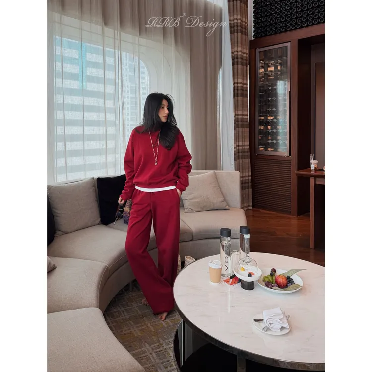 RRB Design「La套装」定染红 舒适极简百搭加绒卫衣套装