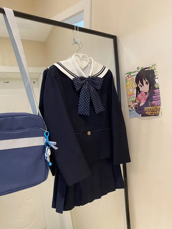 茶茶家jk西装外套原创三粒扣水手服领西装外套学院风秋冬制服套装