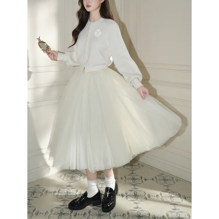 avenement/法式网纱半身裙中长裙宫廷风古典a字蓬蓬裙纱裙女