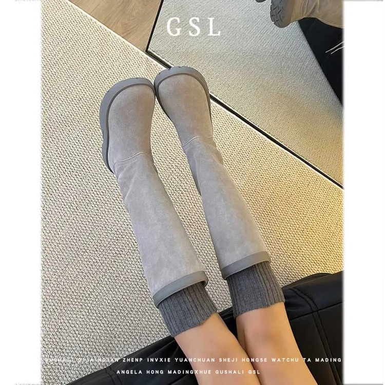 【DR官方正品】马丁靴女款2025新款春季靴子透气灰色厚底女靴DR长