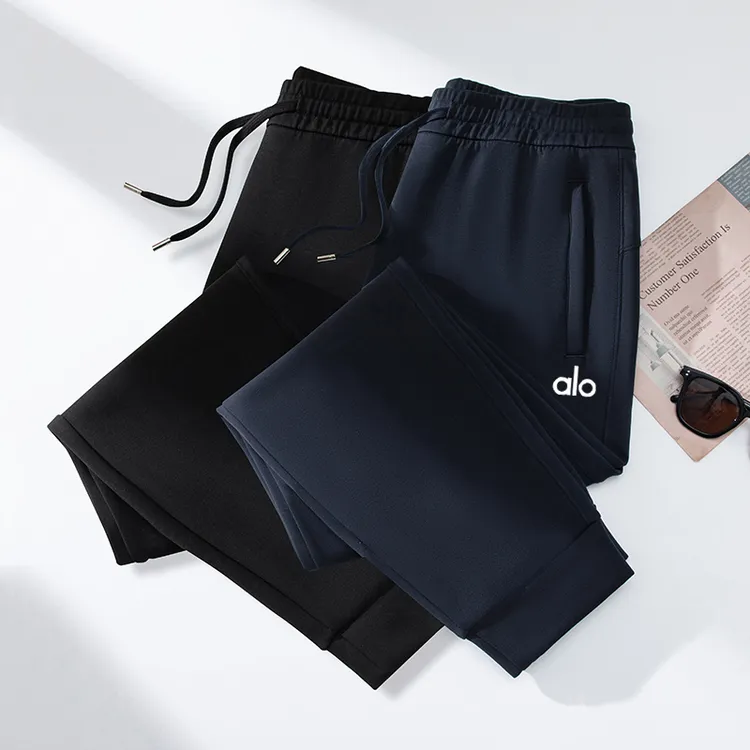 alo空气棉大码休闲裤男士拉链口袋卫裤秋冬季束脚弹力运动长裤子
