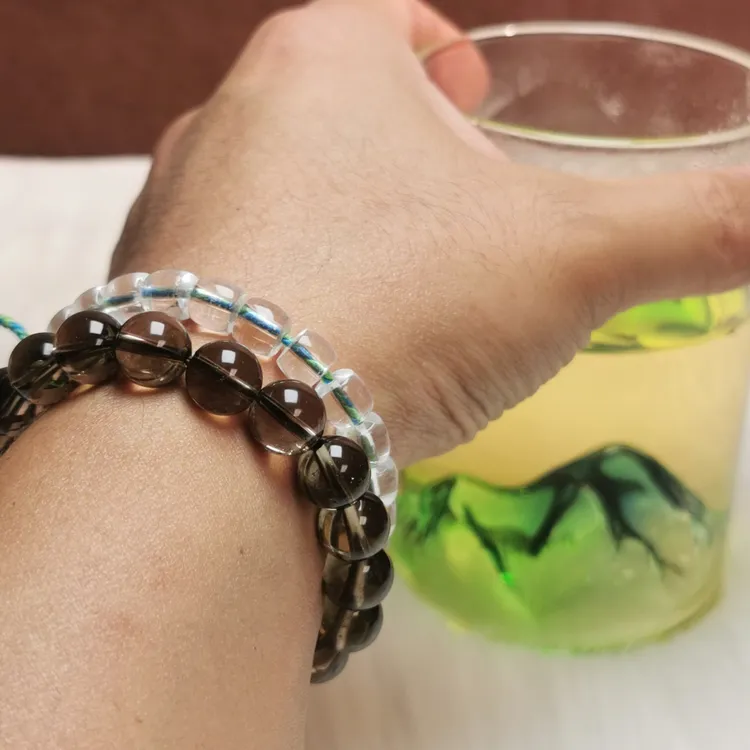 天然茶晶 素圈百搭时尚手串 直径10mm