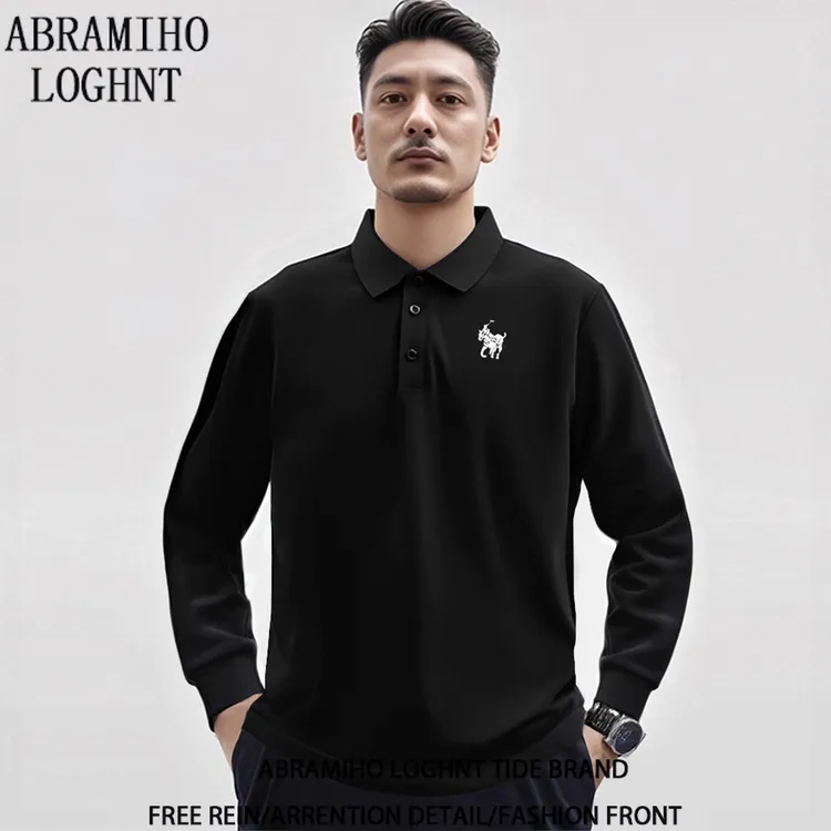 男长袖Polo衫刺绣小马POLO衫春秋保罗长袖老钱风翻领百搭休闲针织