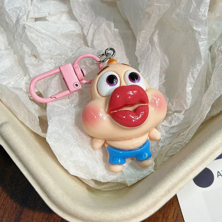 卡通搞怪红唇海绵宝宝钥匙扣透色大卡派大星挂件闺蜜礼物背包配饰