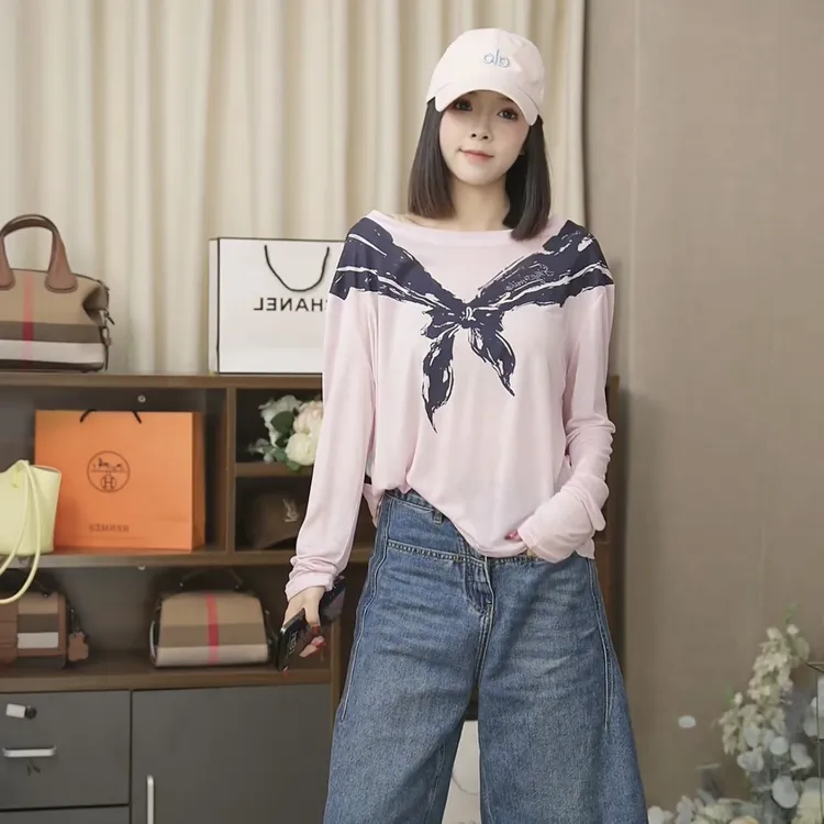 【领带】天丝面膜T恤女2025秋装新款女装薄款长袖防晒衣潮流