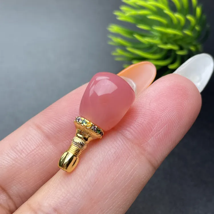 纯原矿冰透粉糯玛瑙三通尺寸10mm左右单颗随机发货文玩菩提配饰