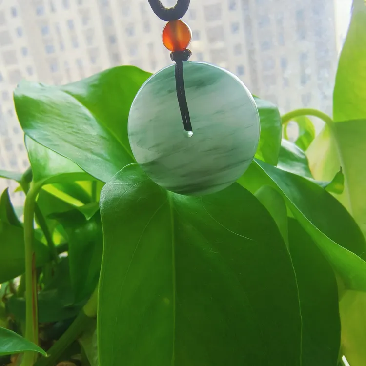 平安扣天山翠冰飘花男女同款精致吊坠卡30*11.5mm（多样性发其一）