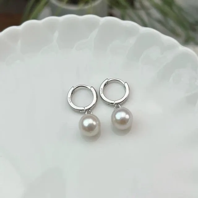 (特价)天然无核淡水珍珠耳圈灵动百搭925银耳扣经典百搭耳饰