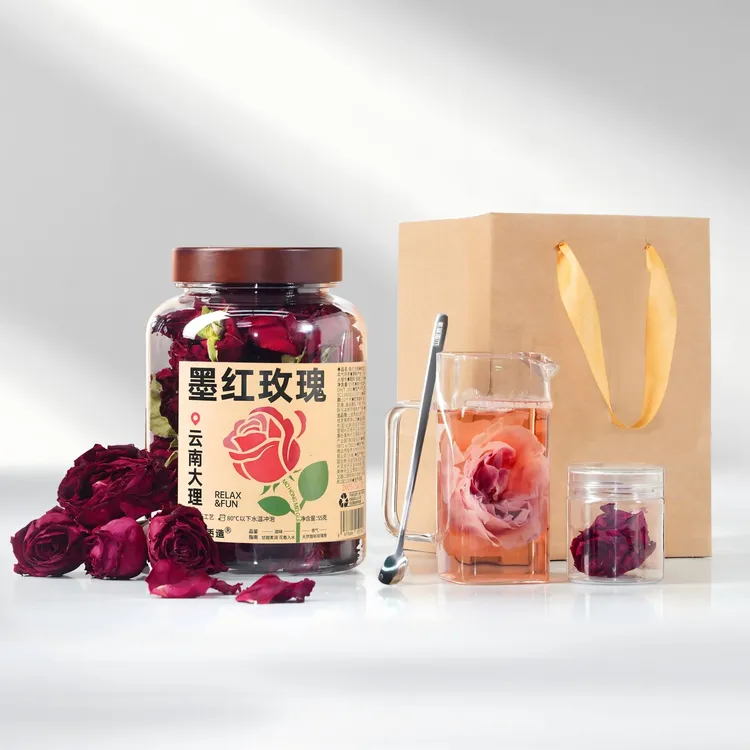 云南大理 冻干墨红玫瑰 满杯花青素 花香入水 送礼方案(送压花勺)