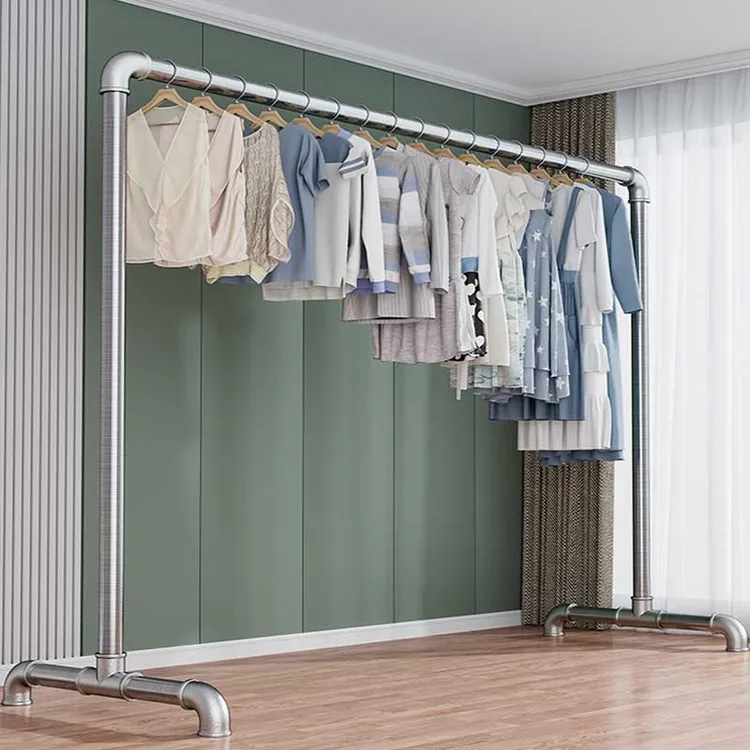 钢管晾衣架落地卧室折叠户外家用阳台挂衣服简易晒被凉衣单杆水管