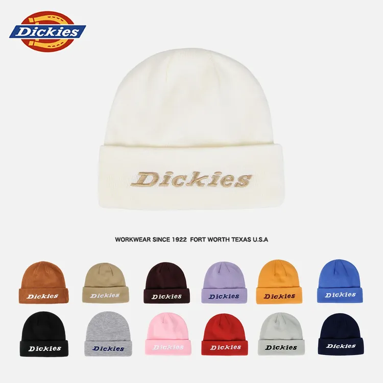 Dickies秋冬季保暖帽子情侣款大头围针织毛线帽百搭刺绣LOGO冷帽