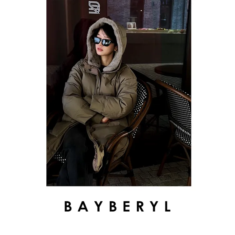 BAYBERYL老贝奢感御用*BC连帽毛领中长保暖羽绒服YRF5K0602-12/7